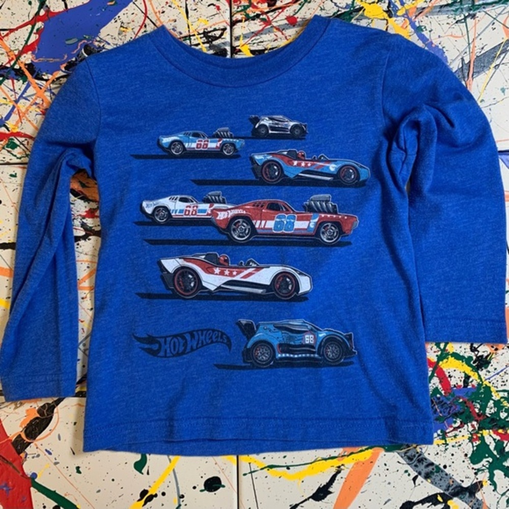 JUMPING BEANS blue long sleeve “Hot Wheels” tee shirt.